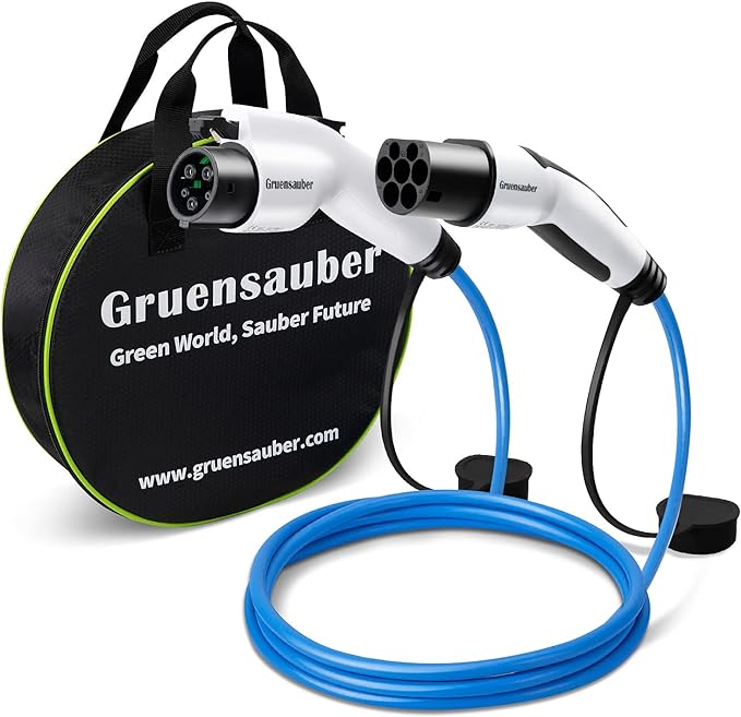 Gruensauber Type 1 to Type 2 EV charging cable
