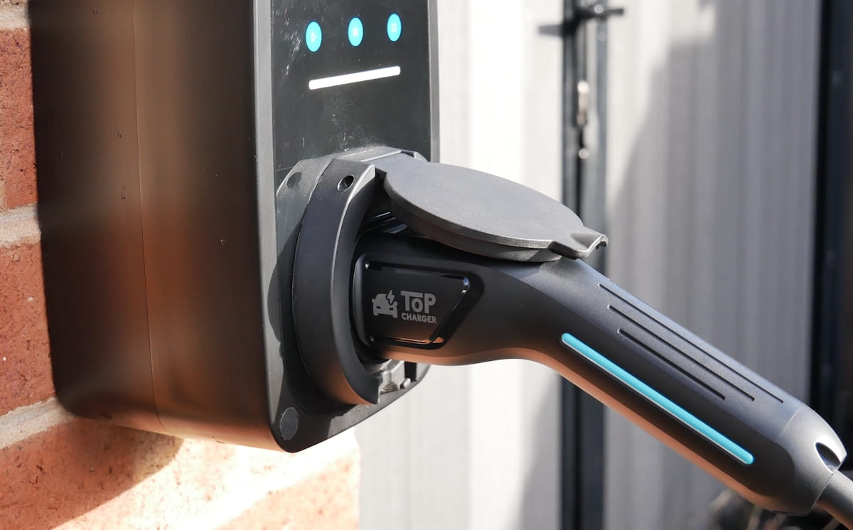 Type 2 EV charging cables in 5m, 7m, and 10m lengths coiled side by side