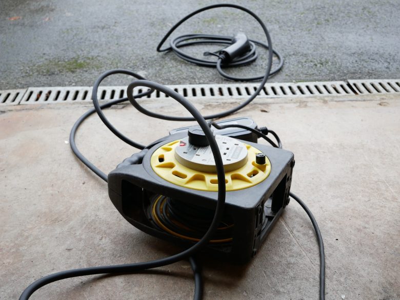 charging ev with an extension lead and a portable charger