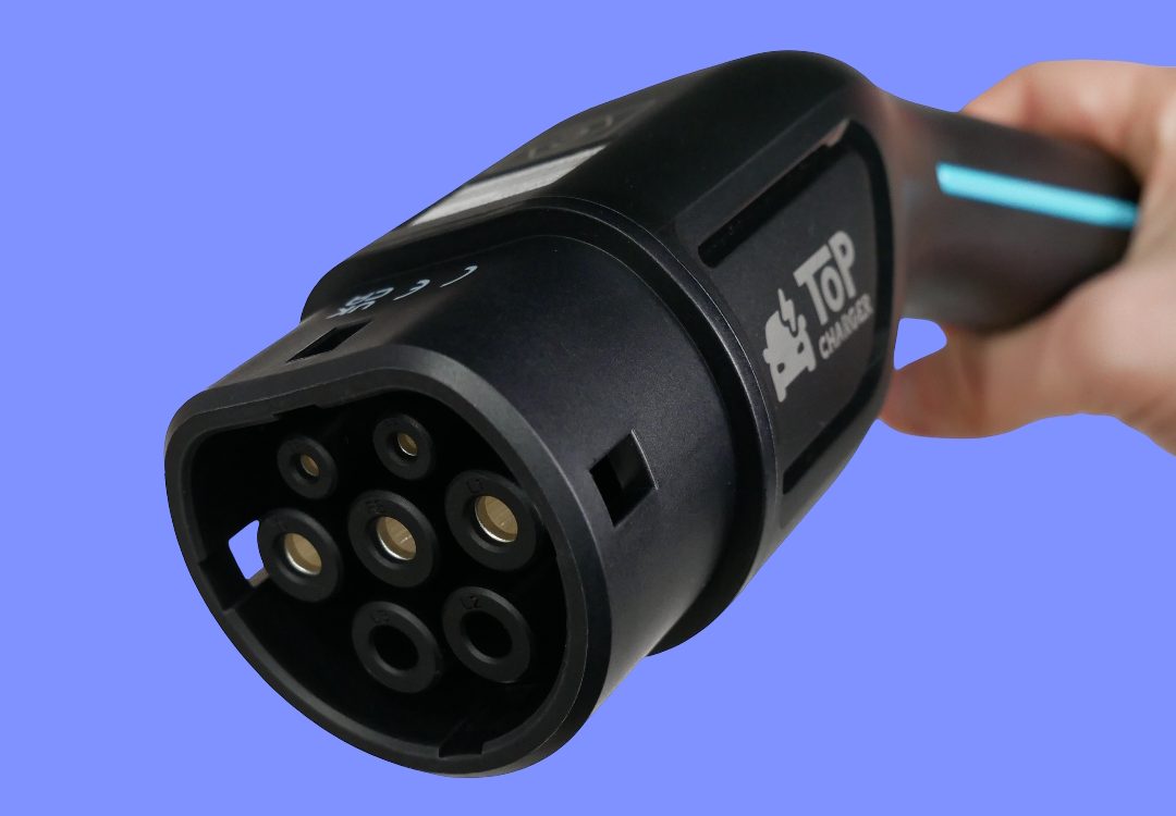 Type 2 charging cable, depicting the female end of the cable