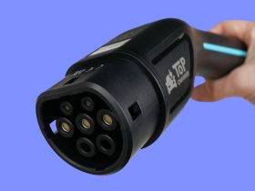 Type 2 charging cable, depicting the female end of the cable