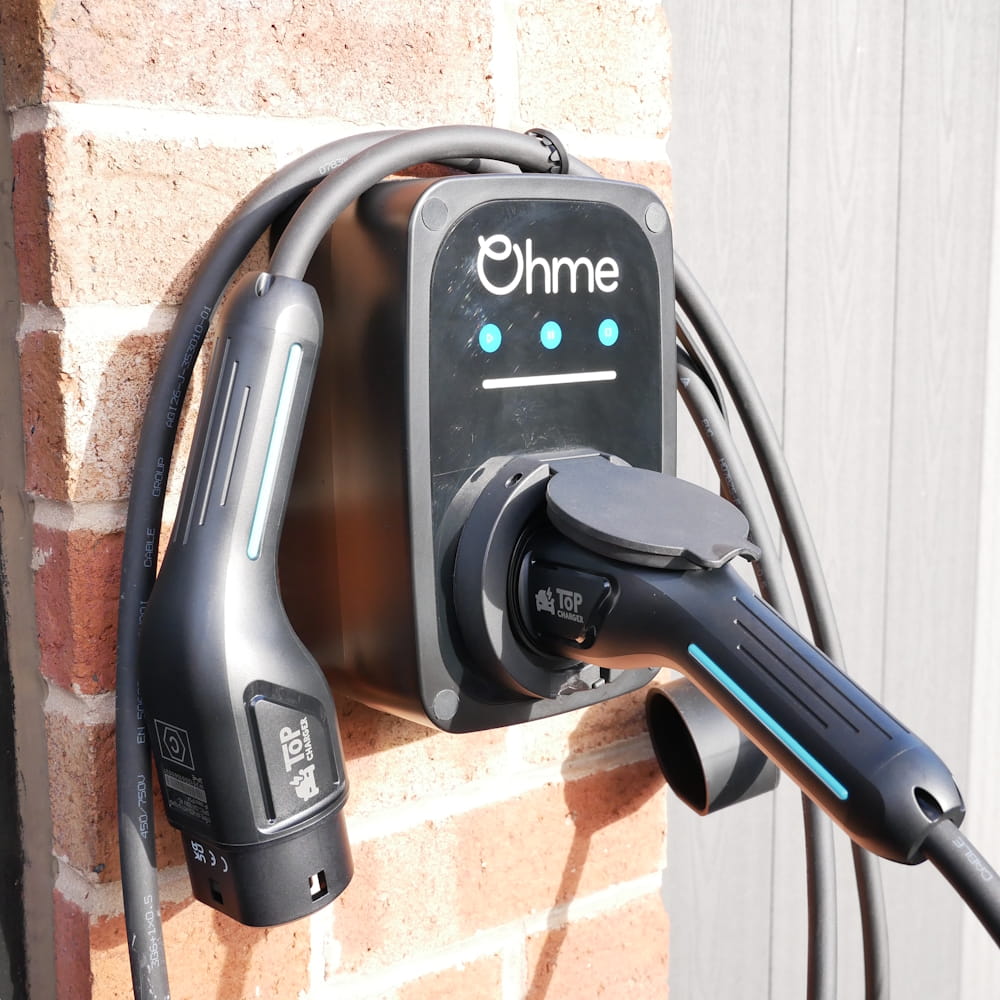 Top Charger Type 2 charging cable around an Ohme ePod